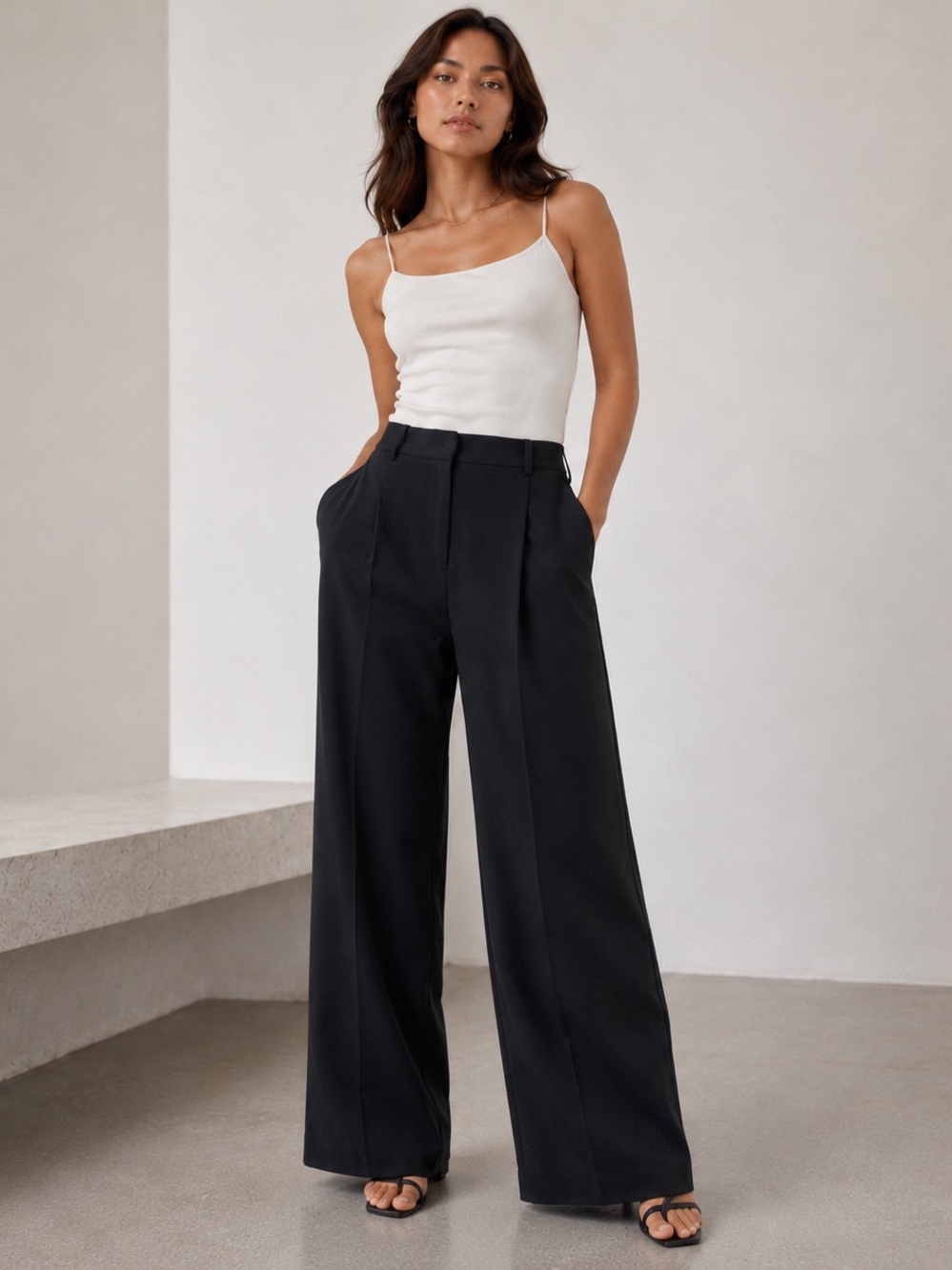ZARA Black High Rise Wide Leg Trousers Size